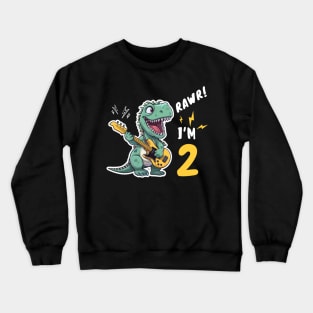 Kids Rawr I'm 2 2nd Birthday Dinosaur Boys Dino T Rex 2 Years Crewneck Sweatshirt